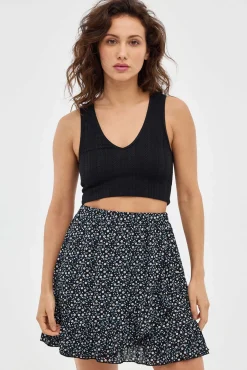 Inside Falda Mini Estampado Flores Negro Discount