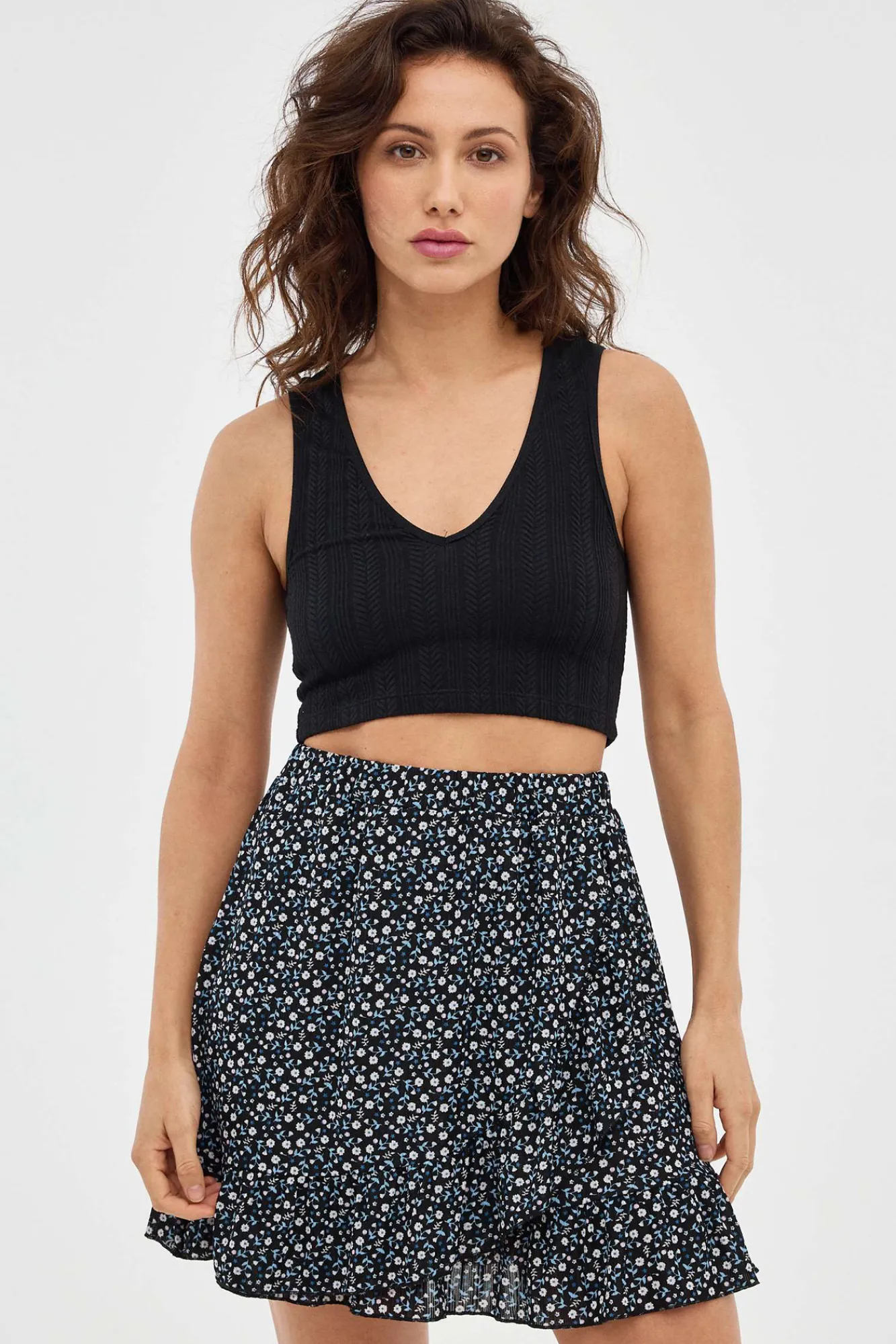 Inside Falda Mini Estampado Flores Negro Discount