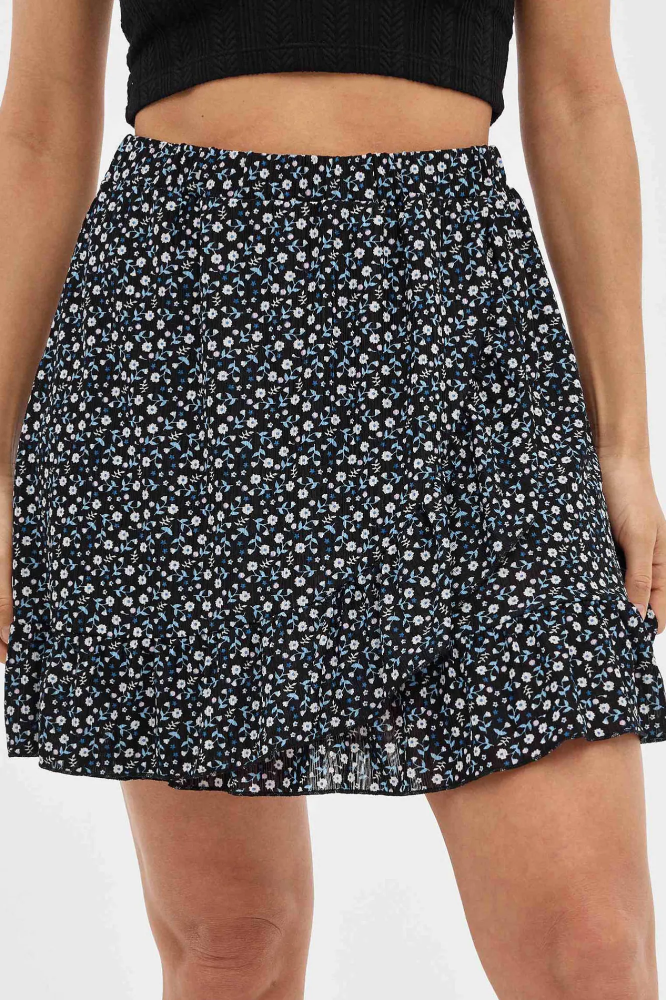 Inside Falda Mini Estampado Flores Negro Discount
