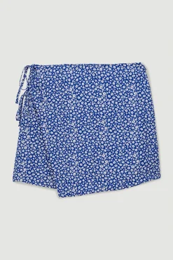 Pimkie Falda Pantalon De Tejido Vaporoso Estampado Azul Sale