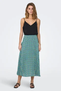 Only Falda Plisada Midi Azul Medio Clearance