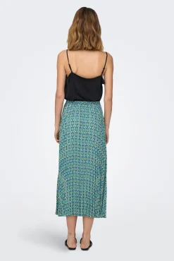 Only Falda Plisada Midi Azul Medio Clearance