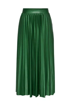 Only Falda Plisada Midi Polipiel Verde Outlet