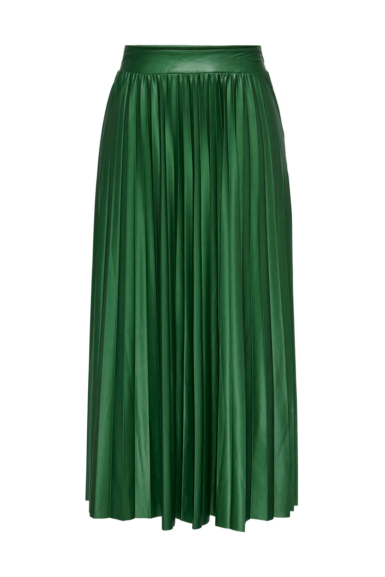 Only Falda Plisada Midi Polipiel Verde Outlet
