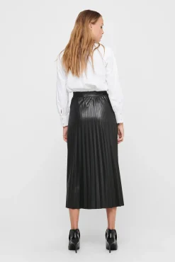 Only Falda Plisada Midi Polipiel Negro Discount