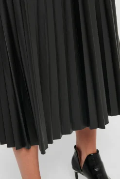 Only Falda Plisada Midi Polipiel Negro Discount