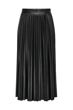 Only Falda Plisada Midi Polipiel Negro Discount