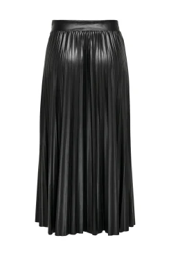 Only Falda Plisada Midi Polipiel Negro Discount
