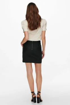 Only Falda Polipiel Negro Best