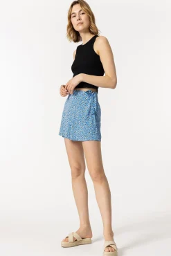 Tiffosi Falda Shorts Fluida Estampado Floral Azul Outlet