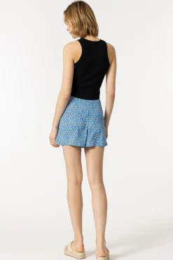 Tiffosi Falda Shorts Fluida Estampado Floral Azul Outlet