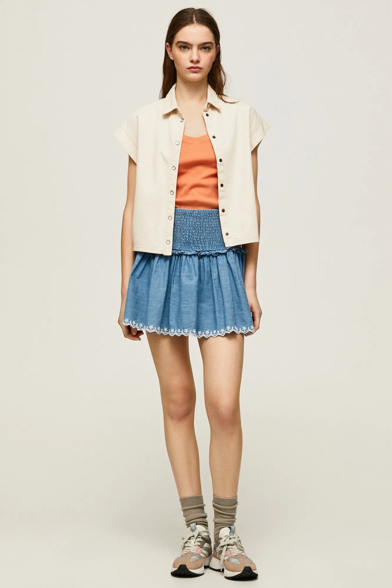 Pepe Jeans Falda Volantes Tencel Azul Oscuro Outlet