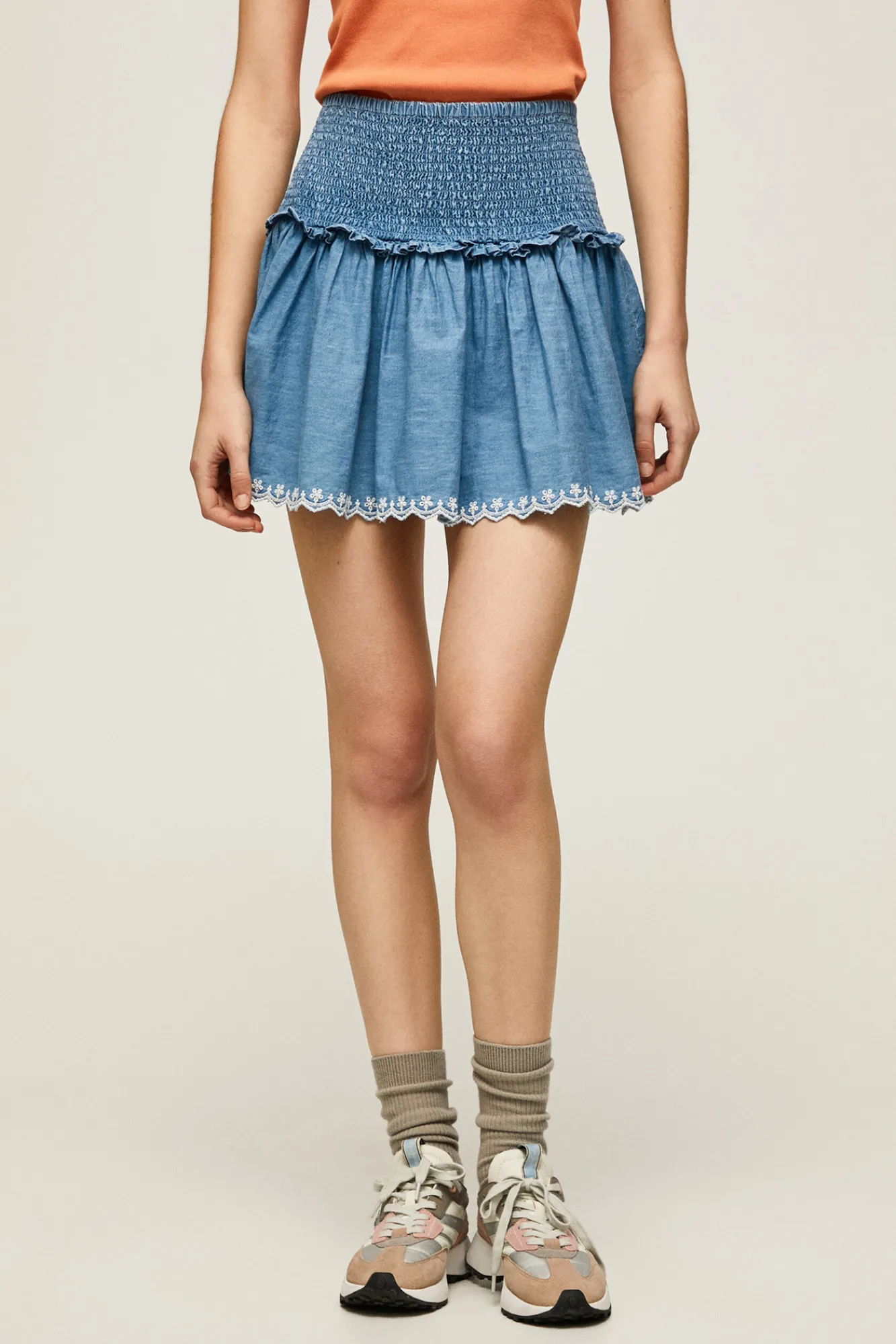 Pepe Jeans Falda Volantes Tencel Azul Oscuro Outlet