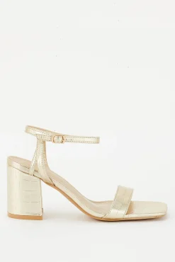 Pimkie Faux Crocodile Strappy Sandals Dorado