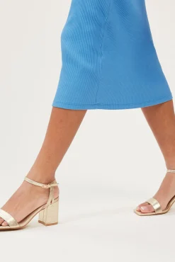 Pimkie Faux Crocodile Strappy Sandals Dorado