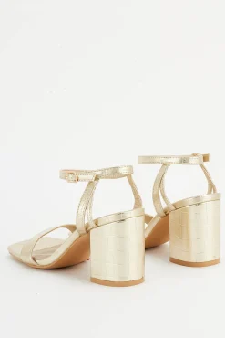 Pimkie Faux Crocodile Strappy Sandals Dorado