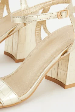 Pimkie Faux Crocodile Strappy Sandals Dorado
