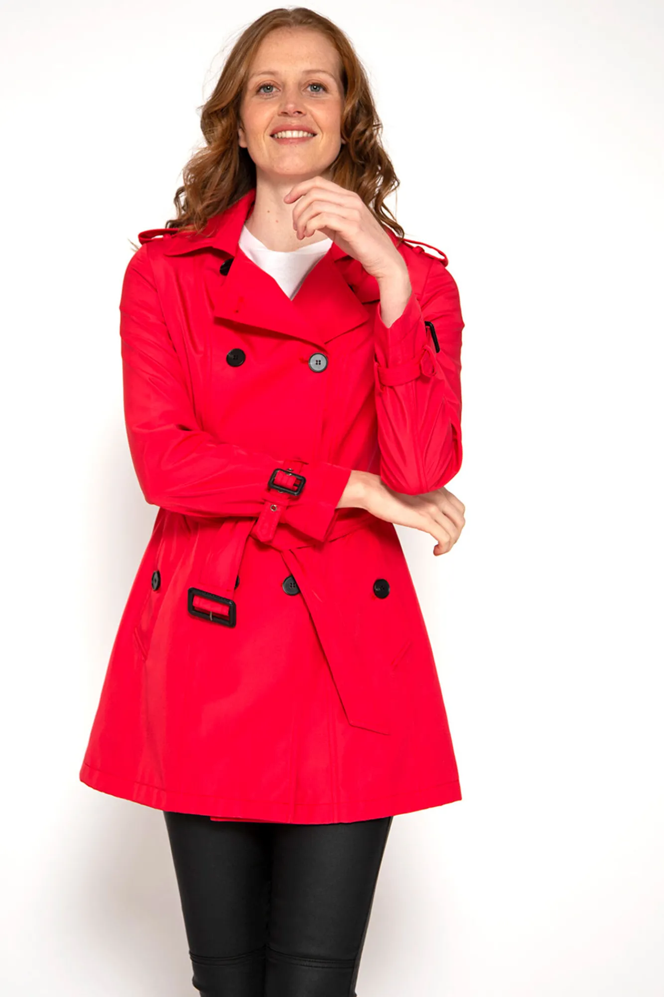 Brave Soul Gabardina Abotonada Con Cinturon Rojo Sale
