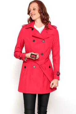 Brave Soul Gabardina Abotonada Con Cinturon Rojo Sale