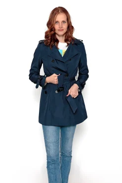 Brave Soul Gabardina Abotonada Con Cinturon Navy Hot