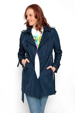 Brave Soul Gabardina Abotonada Con Cinturon Navy Hot
