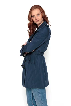 Brave Soul Gabardina Abotonada Con Cinturon Navy Hot