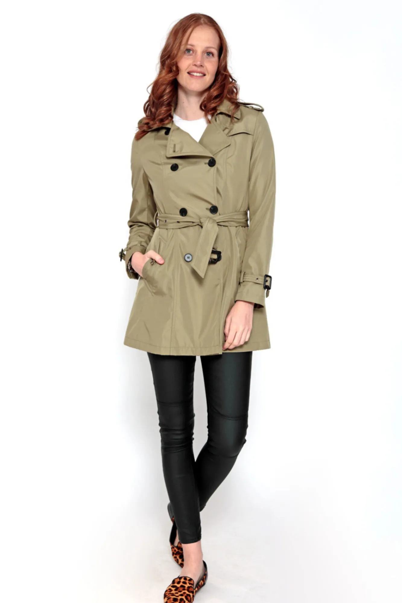 Brave Soul Gabardina Abotonada Con Cinturon Kaki Claro New