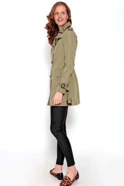 Brave Soul Gabardina Abotonada Con Cinturon Kaki Claro New