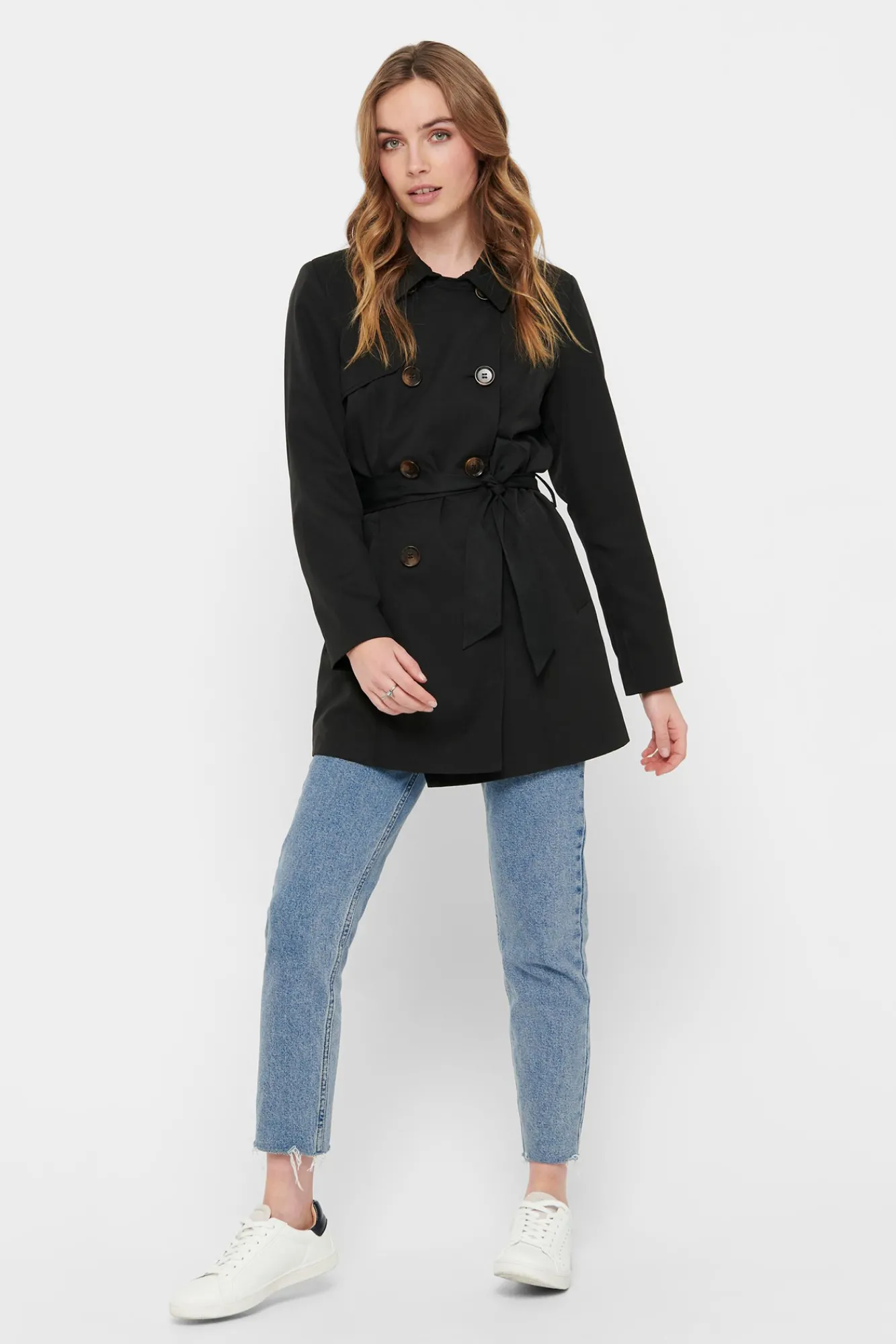 Only Gabardina Clasica Algodon Negro Hot