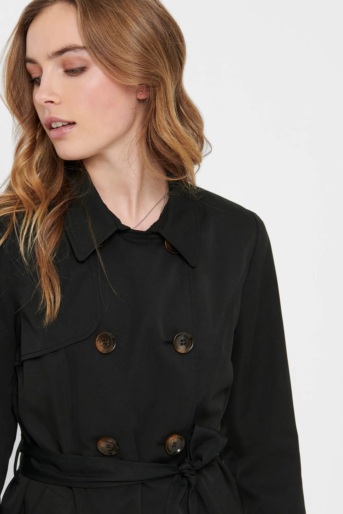Only Gabardina Clasica Algodon Negro Hot