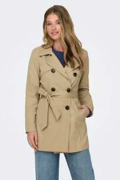 Only Gabardina Clasica Algodon Marron Medio Discount