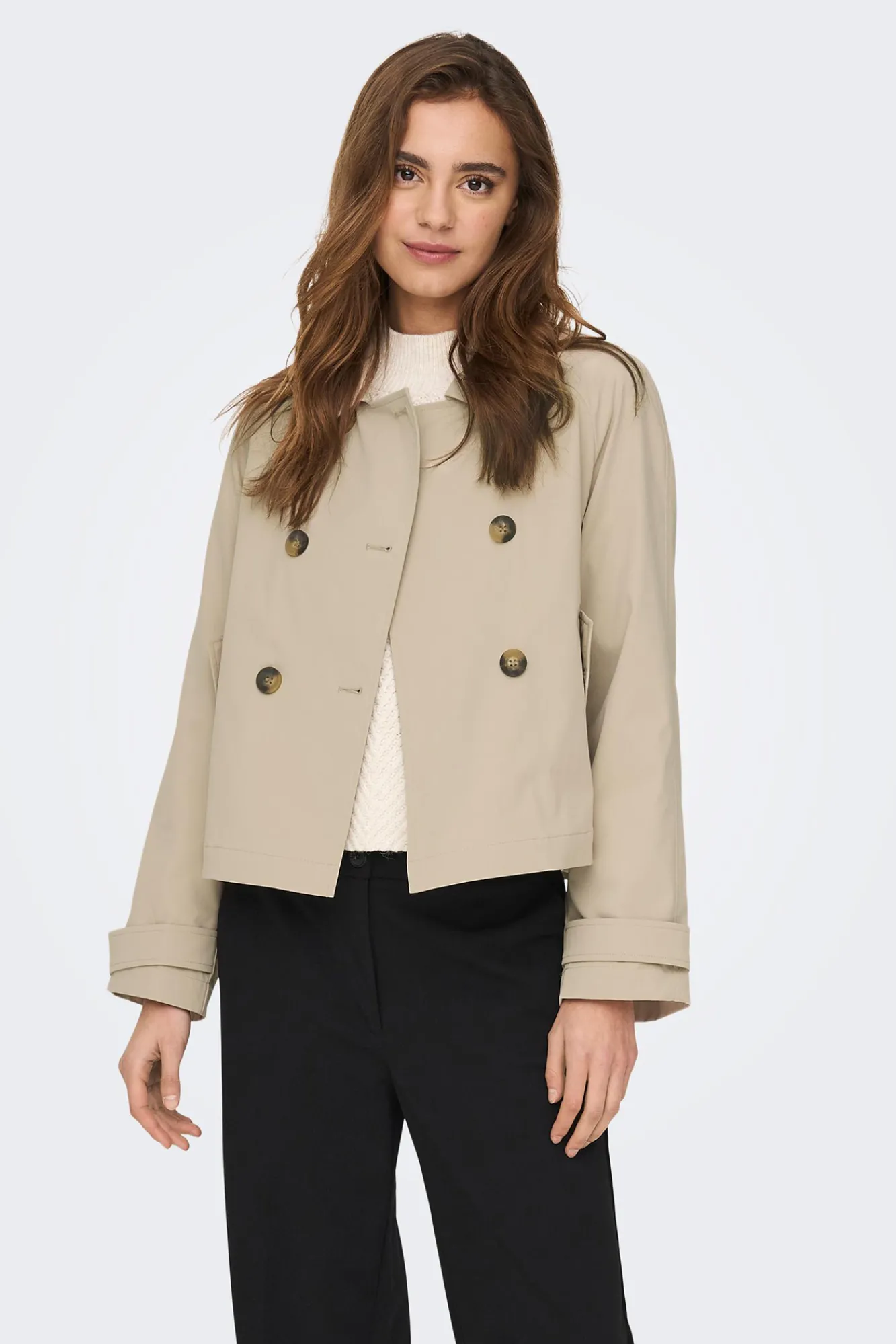 Only Gabardina Corta Algodon Gris Medio Online