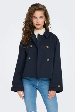 Only Gabardina Corta Algodon Azul Medio Sale
