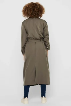 Only Gabardina Larga Fluida Marron Medio Clearance