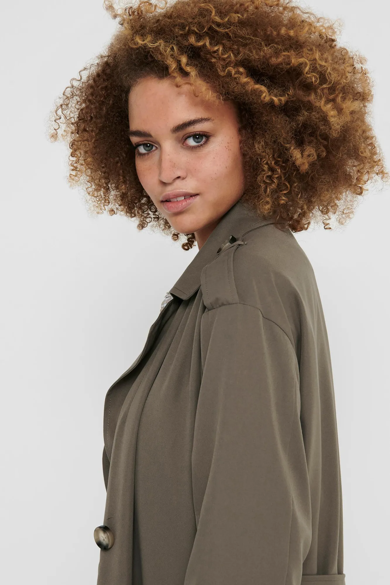 Only Gabardina Larga Fluida Marron Medio Clearance