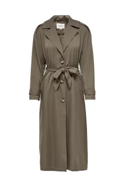 Only Gabardina Larga Fluida Marron Medio Clearance