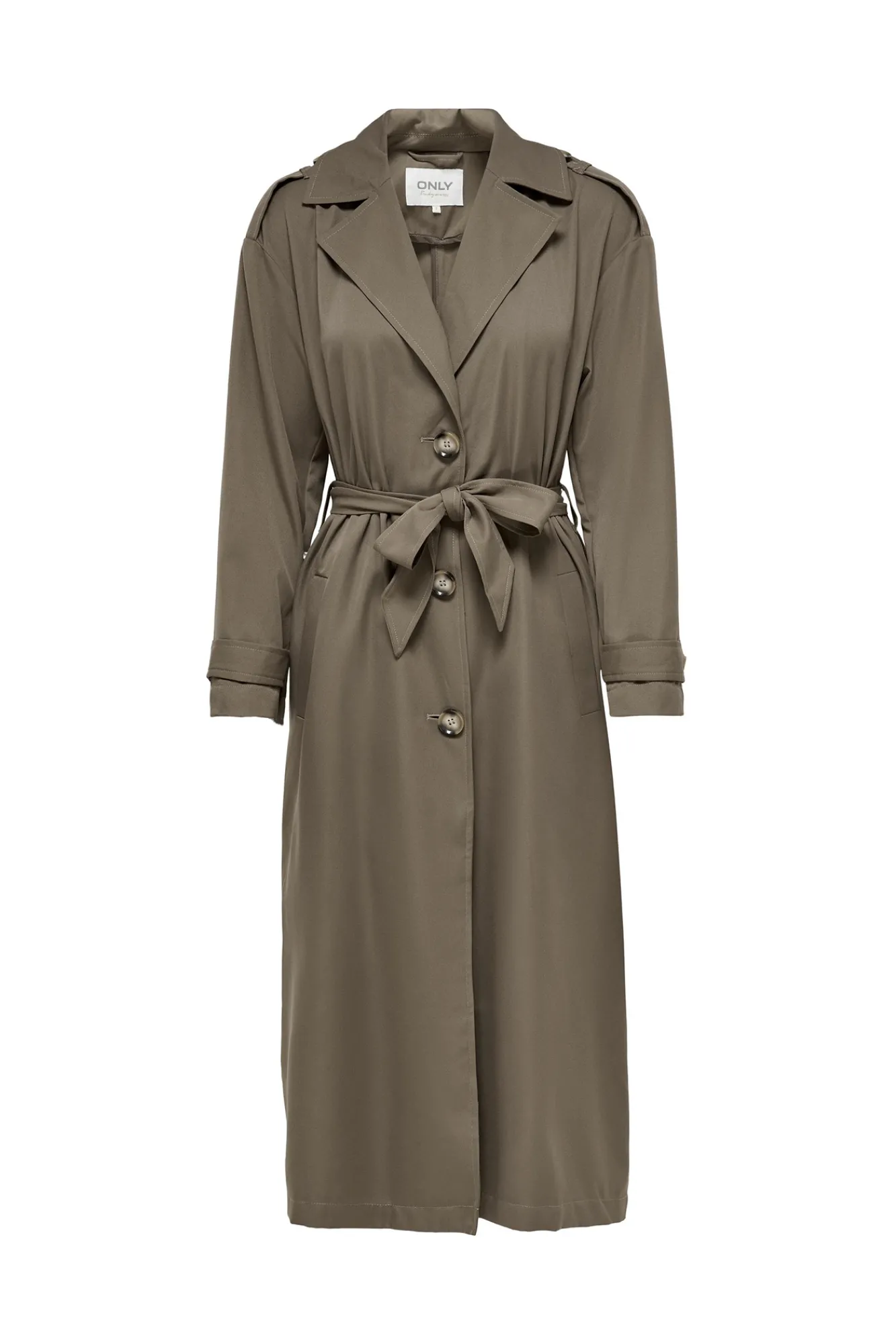 Only Gabardina Larga Fluida Marron Medio Clearance