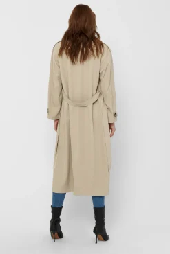 Only Gabardina Larga Fluida Beige Medio Outlet