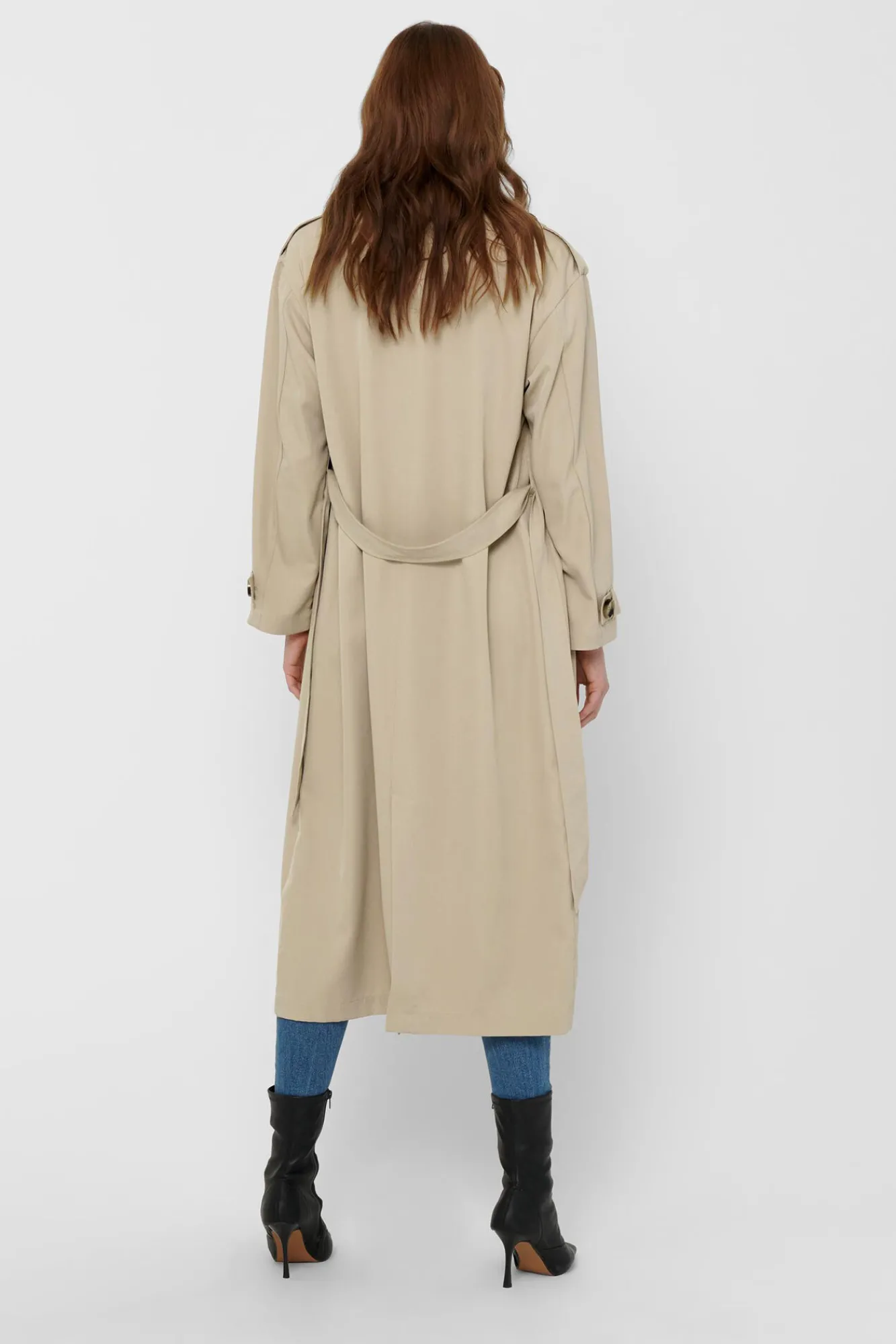 Only Gabardina Larga Fluida Beige Medio Outlet