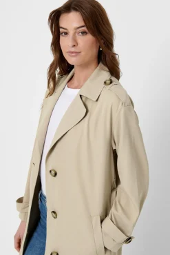 Only Gabardina Larga Fluida Beige Medio Outlet
