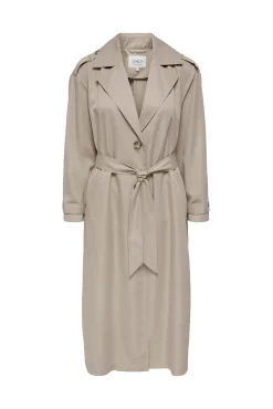 Only Gabardina Larga Fluida Beige Medio Outlet