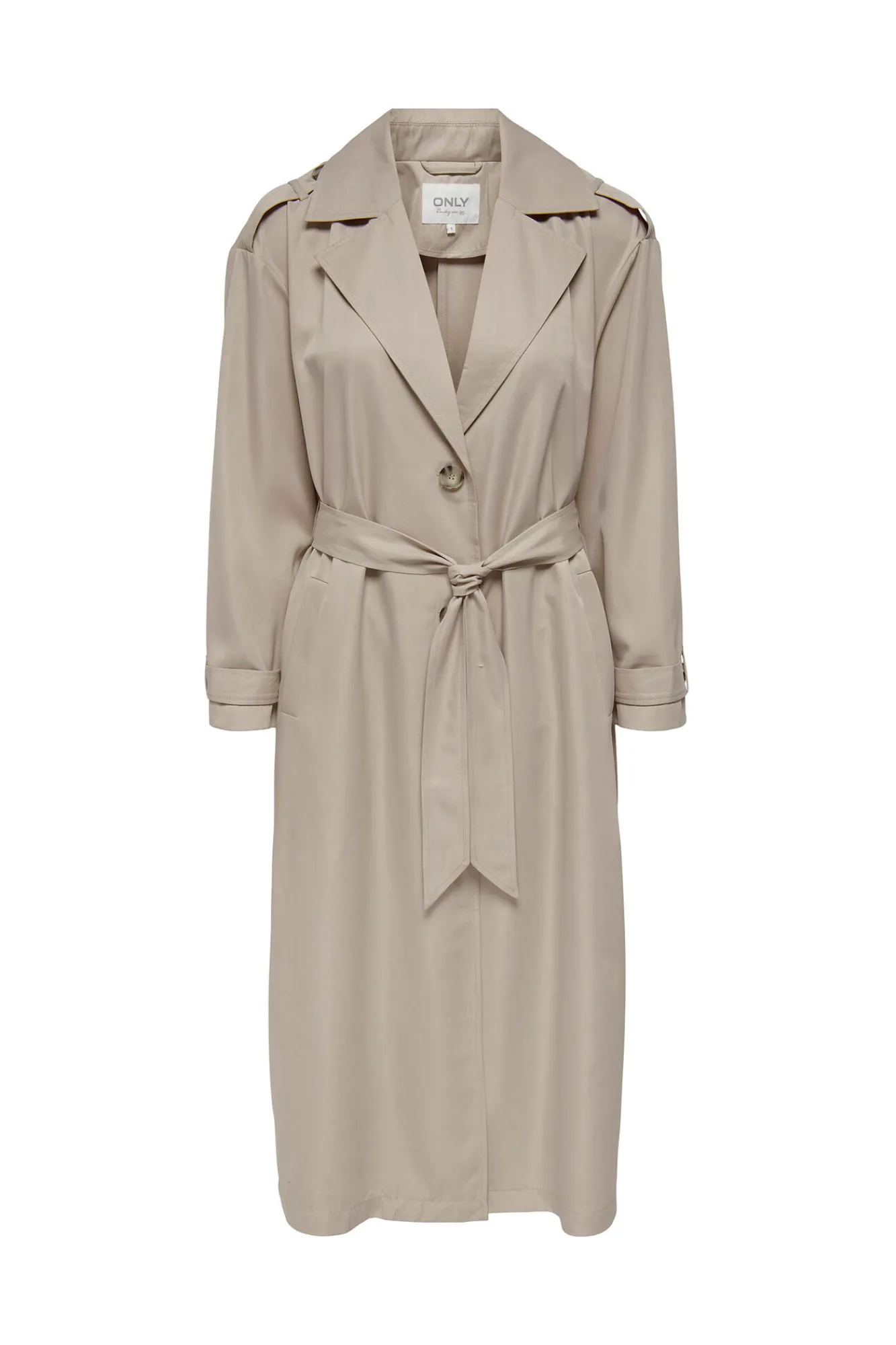 Only Gabardina Larga Fluida Beige Medio Outlet
