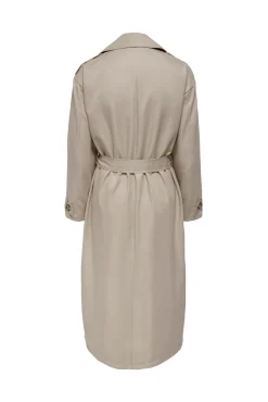 Only Gabardina Larga Fluida Beige Medio Outlet