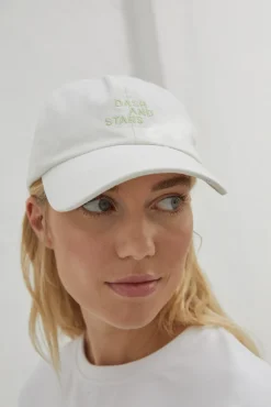 Dash and Stars Gorra Blanca Logo Bordado Beige Sale