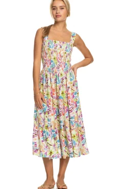 Roxy Honeymoon Avenue Printed - Vestido De Longitud Media Para Mujer Blanco Discount