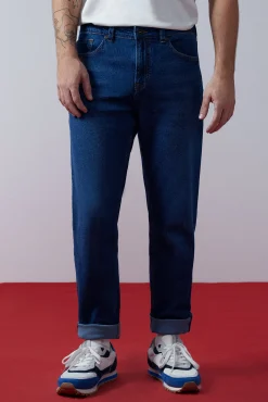 * Jeans Regular Lavado Medio Oscuro Turquesa New