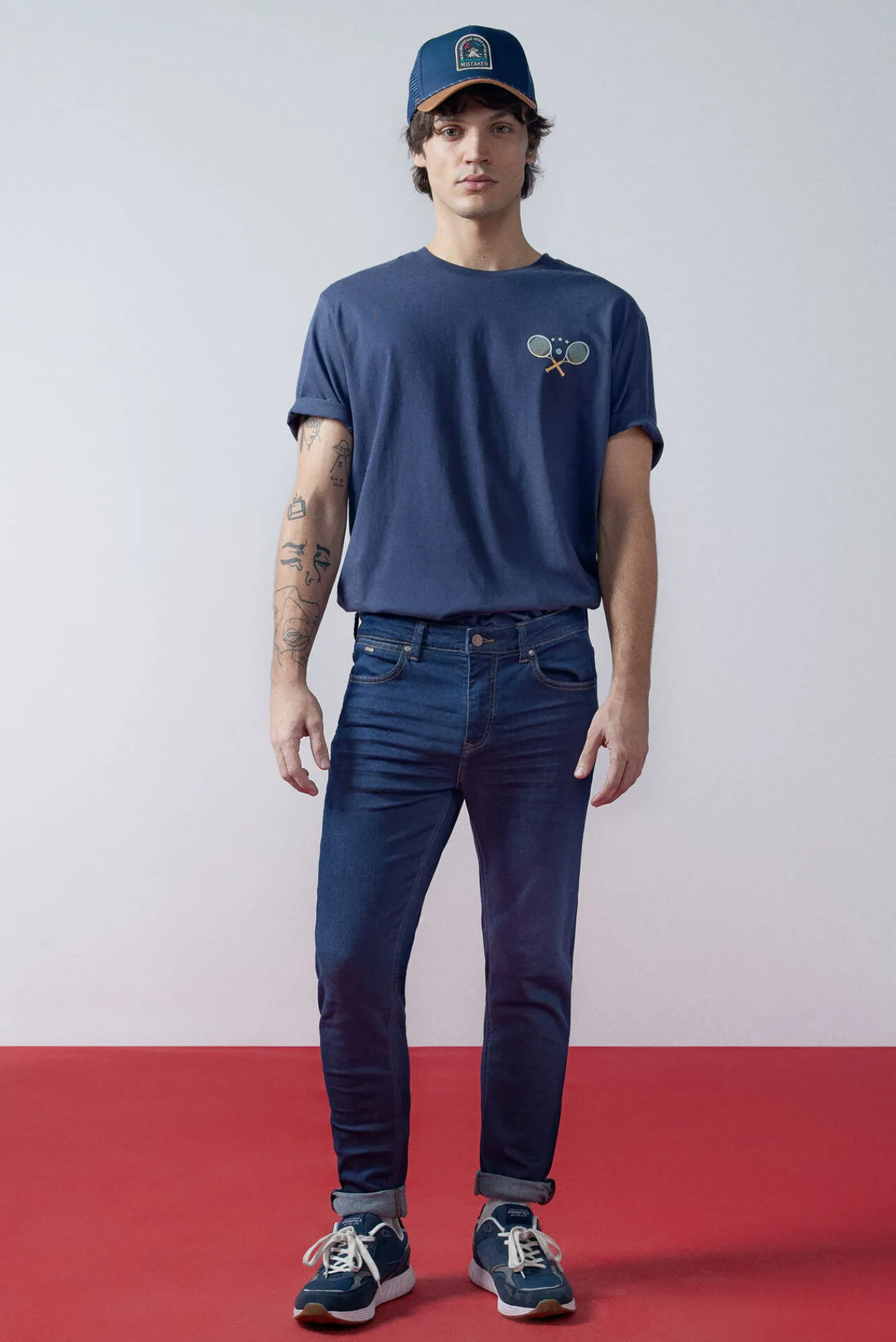 * Jeans Skinny Lavado Desencolado Navy Online