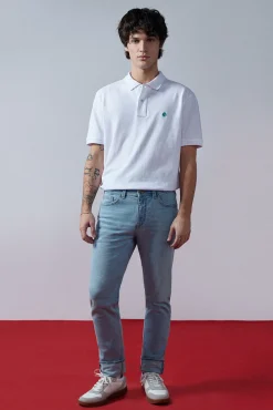 * Jeans Slim Lavado Claro Turquesa Outlet
