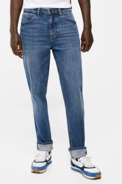 * Jeans Slim Ligero Lavado Medio Oscuro Azul Medio New
