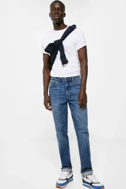* Jeans Slim Ligero Lavado Medio Oscuro Azul Medio New